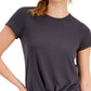 Camiseta feminina ID Ideology com nó frontal, cinza, tamanho pequeno