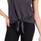 Camiseta feminina ID Ideology com nó frontal, cinza, tamanho pequeno