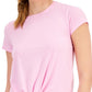 Camiseta feminina ID Ideology com nó frontal, rosa, tamanho pequeno