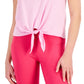 Camiseta feminina ID Ideology com nó frontal, rosa, tamanho pequeno