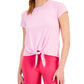 Camiseta feminina ID Ideology com nó frontal, rosa, tamanho pequeno