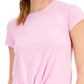 Camiseta feminina ID Ideology com nó frontal rosa tamanho grande