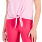Camiseta feminina ID Ideology com nó frontal rosa tamanho grande