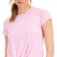 Camiseta feminina ID Ideology com nó frontal rosa tamanho extragrande