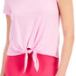 Camiseta feminina ID Ideology com nó frontal rosa tamanho extragrande