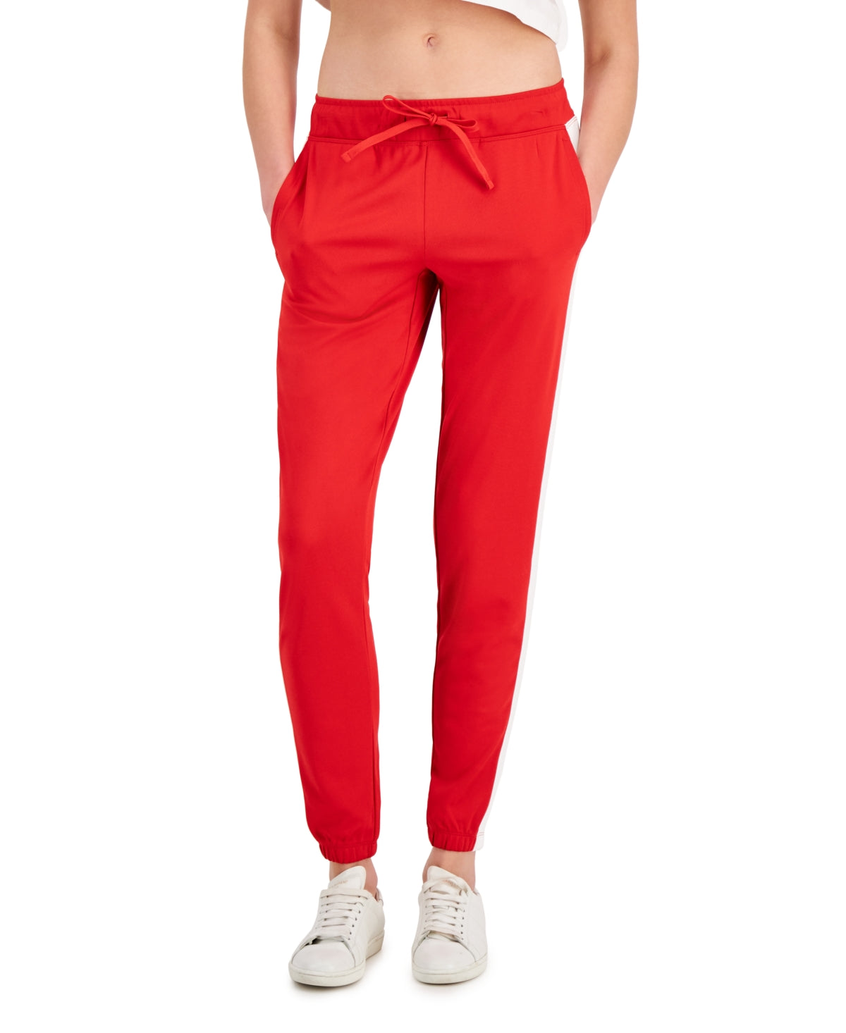 Calça de moletom feminina ID Ideology com blocos de cores, vermelha, tamanho X-G