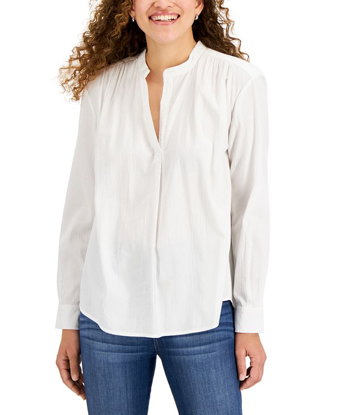 Blusa feminina estilo &amp; co com decote aberto e mangas curtas, branca, tamanho extragrande