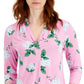Blusa de malha feminina com estampa floral e manga 3/4 Charter Club, rosa, tamanho extragrande