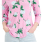 Blusa de malha feminina com estampa floral e manga 3/4 Charter Club, rosa, tamanho extragrande