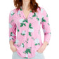 Blusa de malha feminina com estampa floral e manga 3/4 Charter Club, rosa, tamanho extragrande