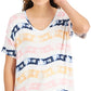 Camiseta feminina estilo &amp; co, decote em V, manga curta, branca, tamanho médio