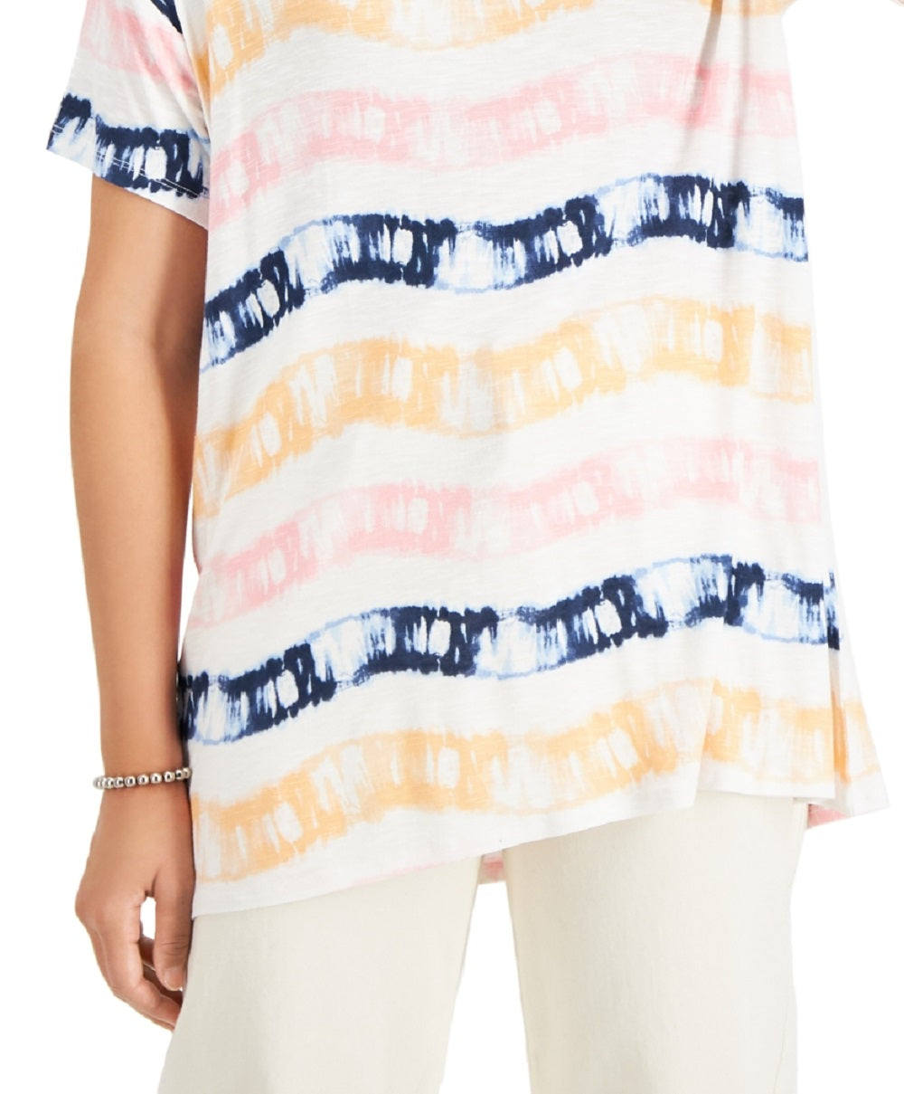 Camiseta feminina estilo &amp; co, decote em V, manga curta, branca, tamanho médio