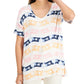 Camiseta feminina estilo &amp; co, decote em V, manga curta, branca, tamanho médio