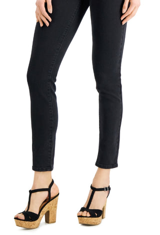 Calça jeans skinny feminina de cintura alta estilo &amp; co, preta, tamanho 6