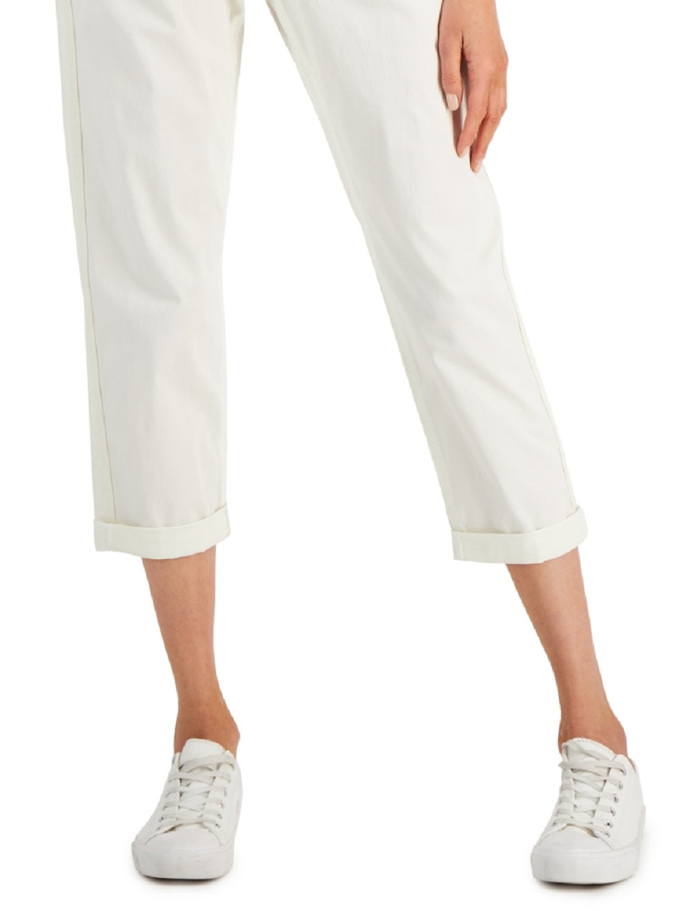 Calça feminina estilo &amp; co com punho, bege, tamanho grande
