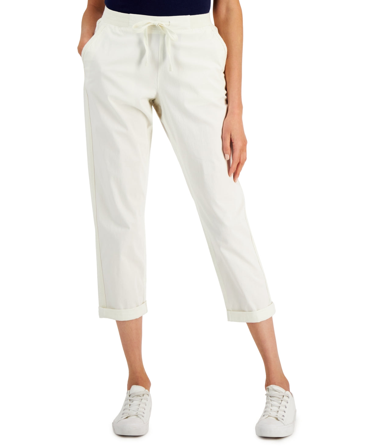 Calça feminina estilo &amp; co com punho, bege, tamanho grande