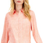 Camisa feminina com bolso de remendo INC International Concepts, laranja, tamanho XX-G