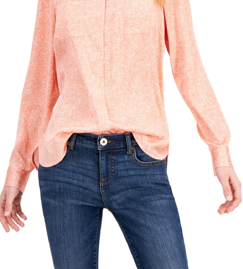 Camisa feminina com bolso de remendo INC International Concepts, laranja, tamanho XX-G
