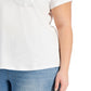 Blusa feminina de algodão liso com decote em V, estilo &amp; co, branca, tamanho 0X
