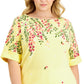 Karen Scott Blusa feminina com decote canoa, amarela, tamanho 1X