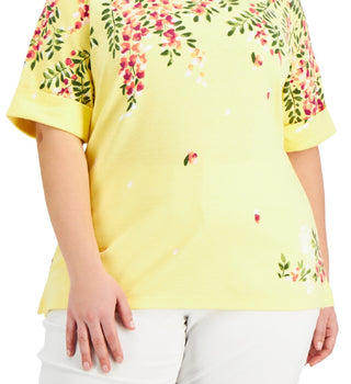 Karen Scott Women's Boat Neck Top Yellow Size 1X
