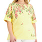 Karen Scott Blusa feminina com decote canoa, amarela, tamanho 1X
