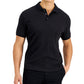 Camisa polo masculina Alfani com listras texturizadas elásticas e jacquard, preta, tamanho extragrande