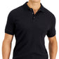 Camisa polo masculina Alfani com listras texturizadas elásticas e jacquard, preta, tamanho extragrande