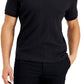 Camisa polo masculina Alfani com listras texturizadas elásticas e jacquard, preta, tamanho extragrande