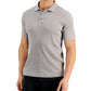 Camisa polo masculina Alfani com listras texturizadas elásticas e jacquard, cinza, tamanho grande