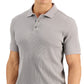 Camisa polo masculina Alfani com listras texturizadas elásticas e jacquard, cinza, tamanho grande