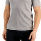 Camisa polo masculina Alfani com listras texturizadas elásticas e jacquard, cinza, tamanho grande