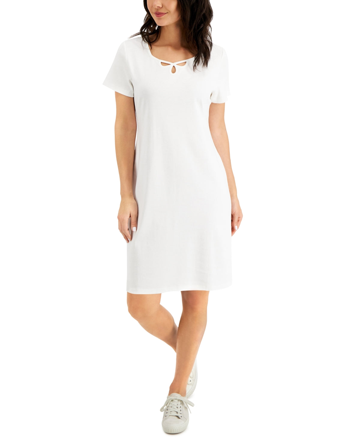 Vestido feminino Karen Scott com recorte em formato de coração, branco, tamanho grande