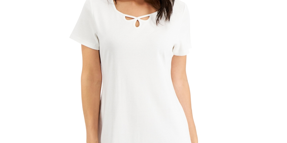 Vestido feminino Karen Scott com recorte em formato de coração, branco, tamanho grande