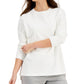 Moletom feminino Karen Scott de algodão alto e baixo, branco, tamanho extragrande