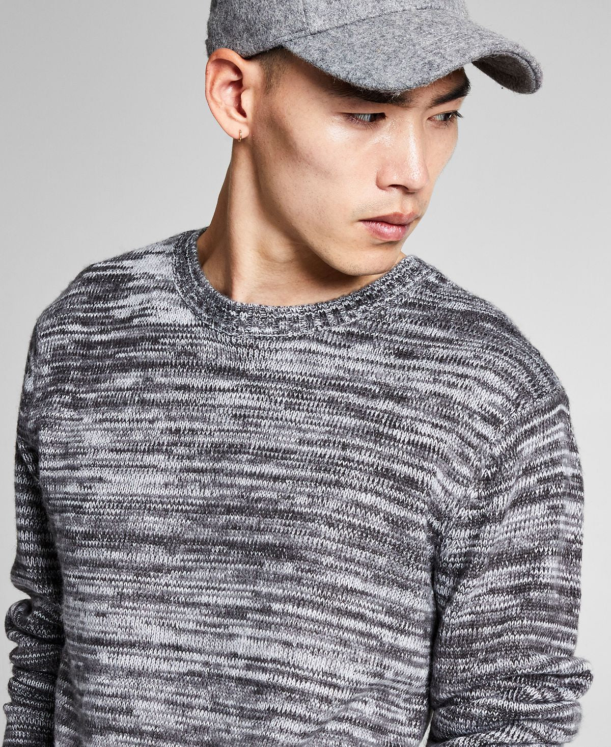 E agora este suéter masculino regular fit mesclado escovado cinza tamanho GG