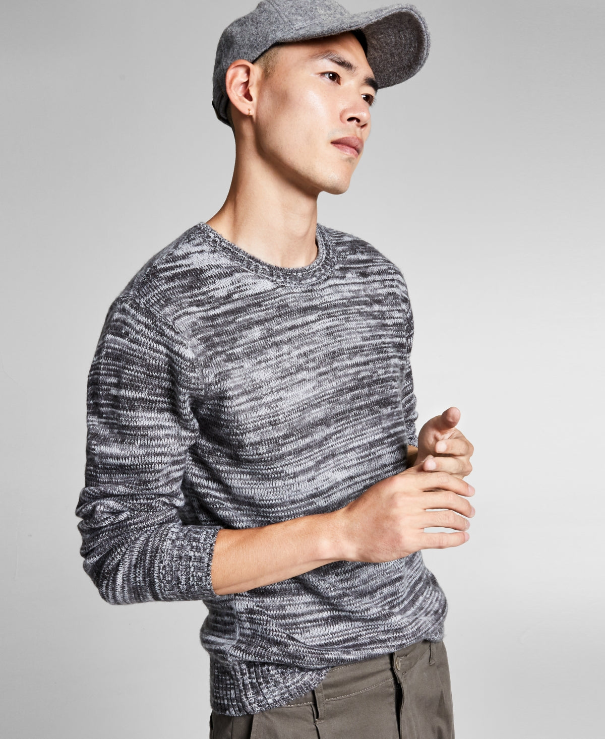 E agora este suéter masculino regular fit mesclado escovado cinza tamanho GG
