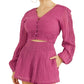 GUESS Abigail Gauze Crop Top Feminino Roxo Tamanho Grande