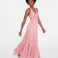 Vestido longo com recorte Selah da GUESS para mulheres, rosa, tamanho pequeno