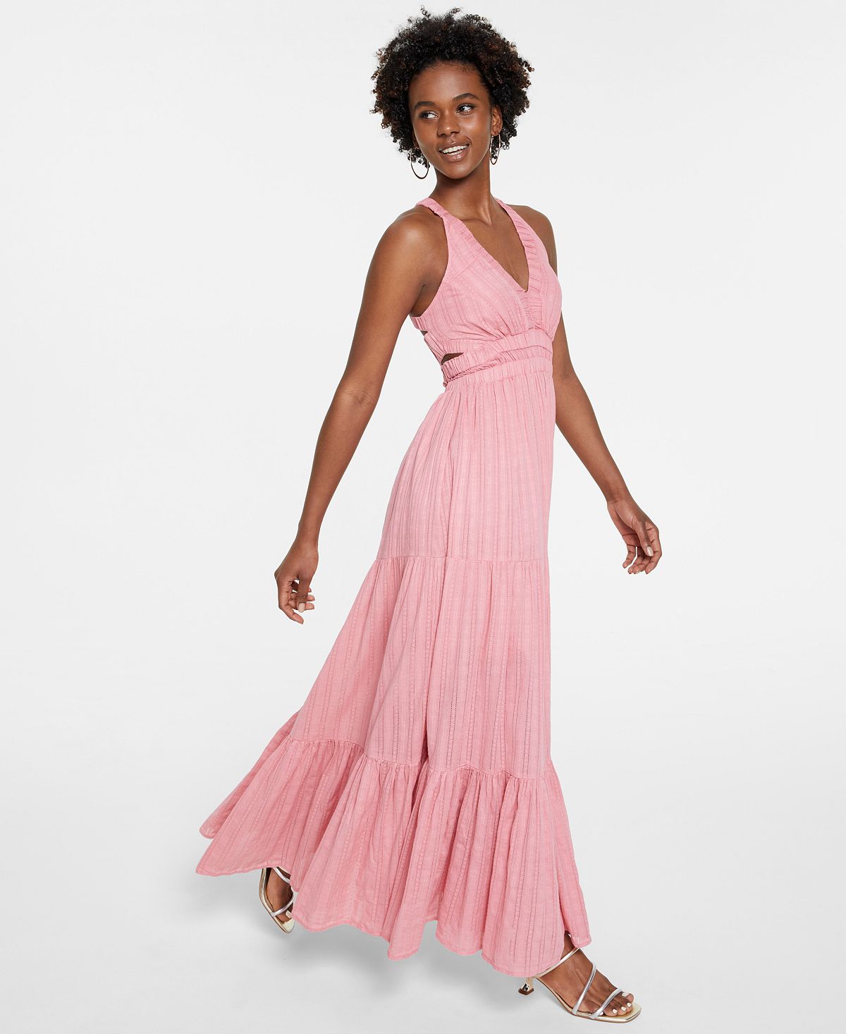 Vestido longo com recorte Selah da GUESS para mulheres, rosa, tamanho pequeno