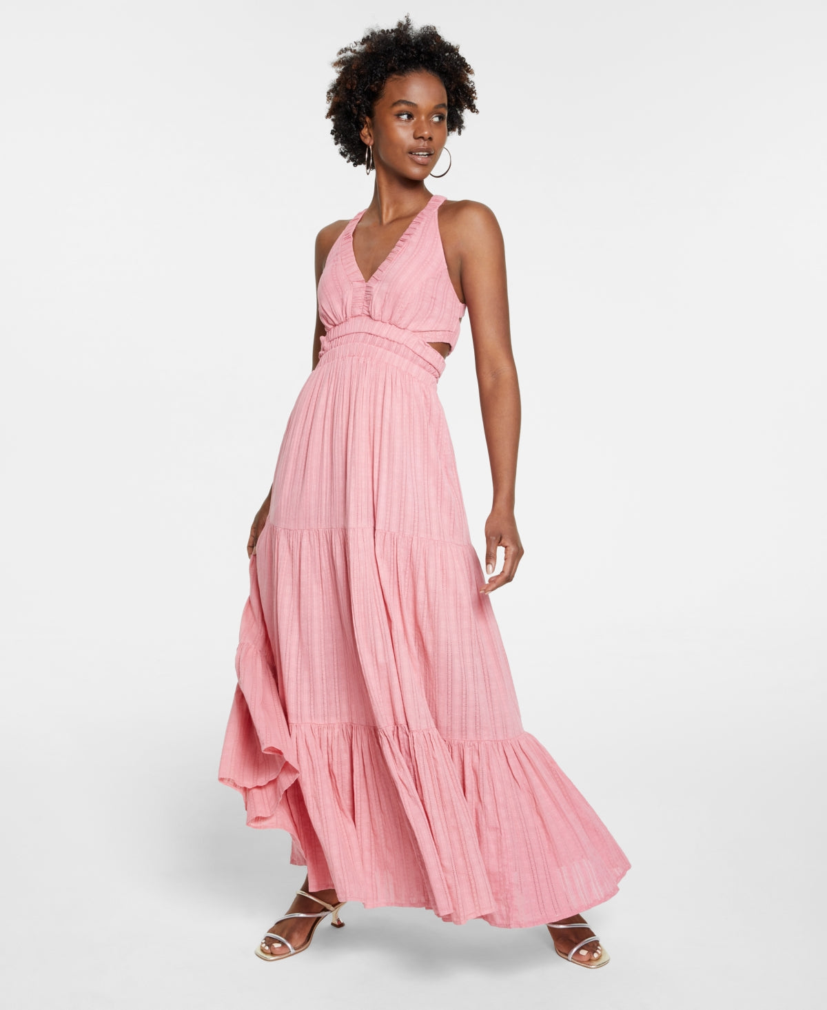 Vestido longo com recorte Selah da GUESS para mulheres, rosa, tamanho pequeno