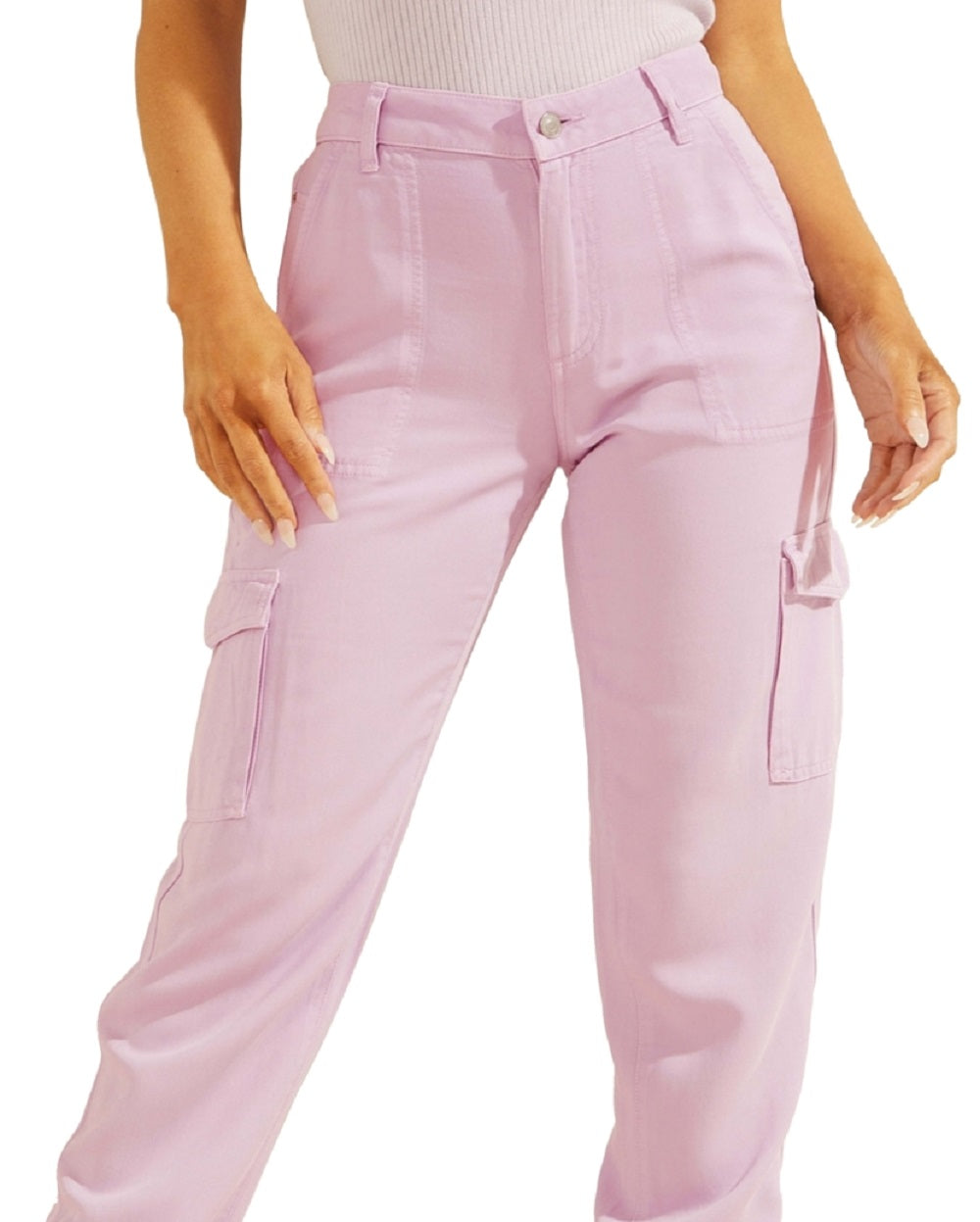 Calça Chino Cargo Bowie Feminina GUESS Roxa Tamanho 27