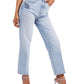 Calça jeans feminina GUESS Melrose reta com detalhes, azul, tamanho 28x30