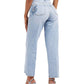 Calça jeans feminina GUESS Melrose reta com detalhes, azul, tamanho 28x30