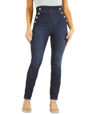 GUESS Women's Gwenny Sailor Button Skinny Jeans Blue Size 28X28
