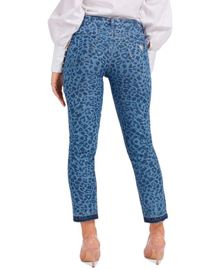 GUESS Women's Girly Animal Print Jeans Blue