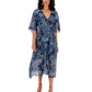 Vestido envelope estampado Damienne GUESS feminino, azul, tamanho X-S