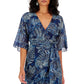 Vestido envelope estampado Damienne GUESS feminino, azul, tamanho X-S