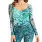 Blusa de malha franzida Kimbra feminina GUESS, azul, tamanho X-S