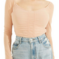 Blusa de malha franzida Kimbra feminina GUESS, azul, tamanho grande